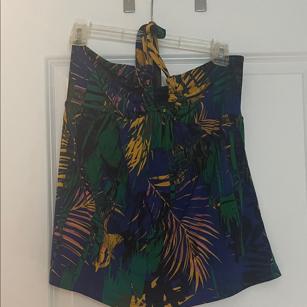 Boston Proper Tropical Print Halter Top - Blue, Green, Yellow